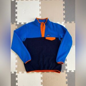 Patagonia youth Blue and orange fleece sweater